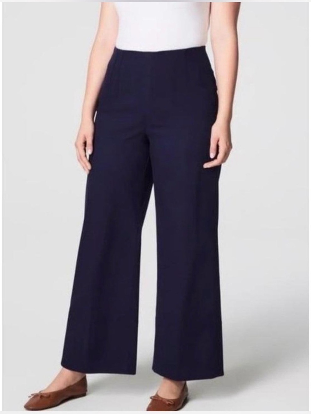 Spanx Lapis Blue No Waistband  Wide-Leg Twill Pants Size Medium